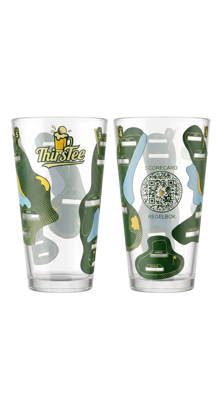 ThirsTee-glaset, fram- och baksida